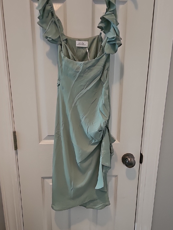 Emily Wonder Dresses & Skirts - NWT WRAP Ruffled Strap Midi Dress in Seafoam Green
